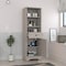 Tuhome St. Clair Linen Cabinet, Two Interior Shelves, Two Open Shelves, Single Door, Light Gray MLZ7125 - alternate 1